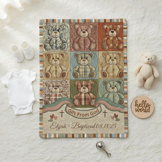 Personalized Baptism Minky Blanket 30x40, Gift From God Baby Blanket, Custom Name Dedication Keepsake, Faith Baby Gift, Christian Newborn
