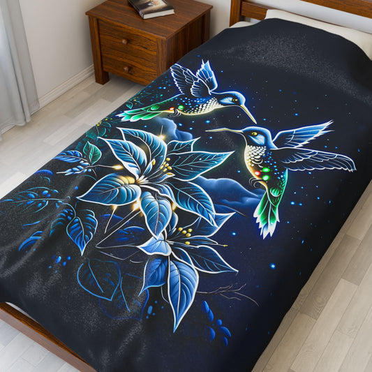 Moonlight Hummingbirds Blanket – Celestial Comfort | Moonlight Luxe Series