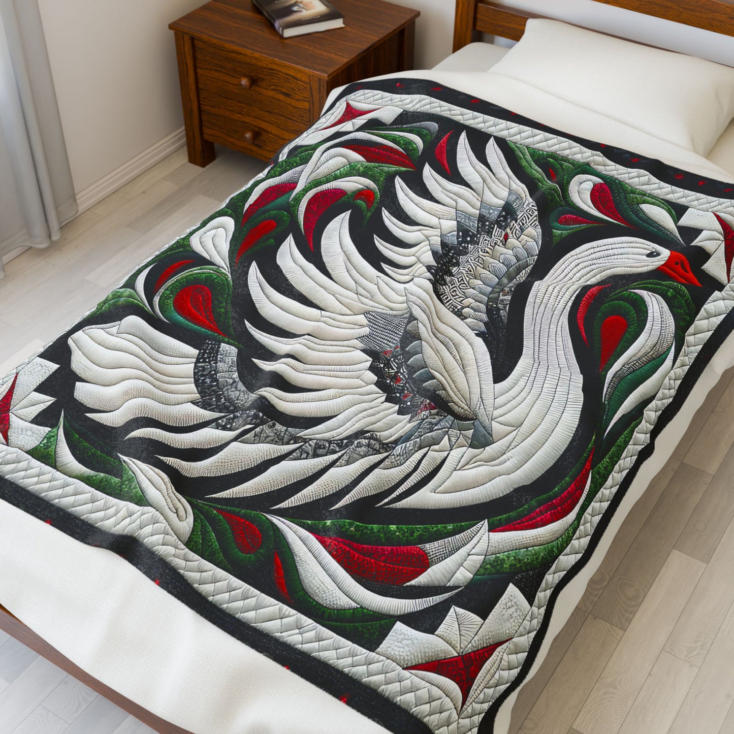 Heirloom Goose Quilt-Inspired Blanket - Elegant Holiday Throw in 50x60