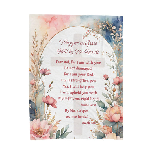 Wrapped in Grace – Isaiah 41:10 & 53:5 Prayer Blanket | Christian Encouragement Gift