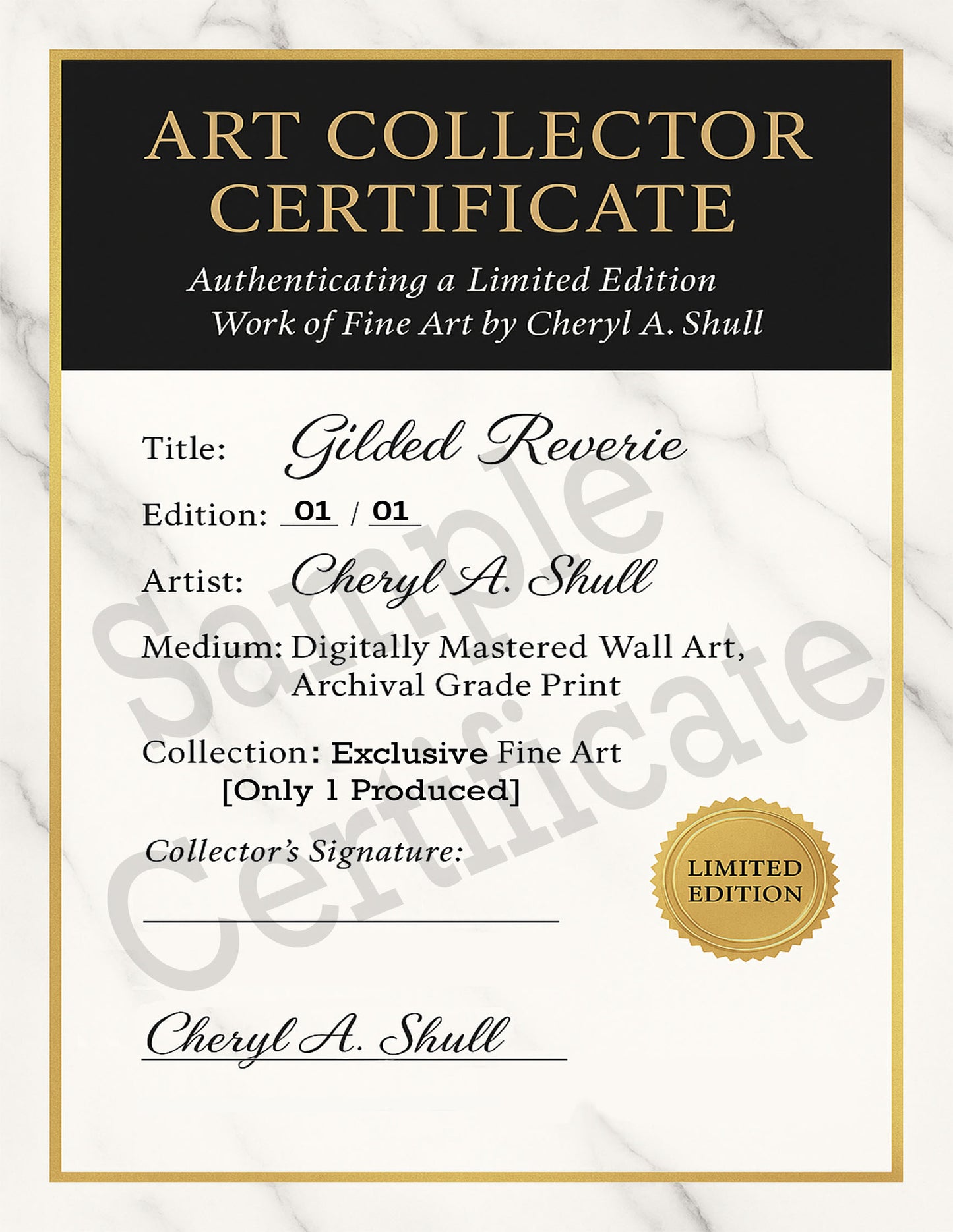 Gilded Reverie – One-of-a-Kind Baroque Floral Wall Art in Black, Gold & Marble | Collector’s Edition