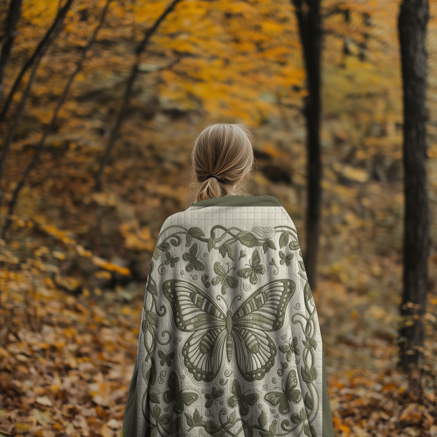 Butterfly Garden Fleece Sherpa Blanket – Cozy Nature-Inspired Throw