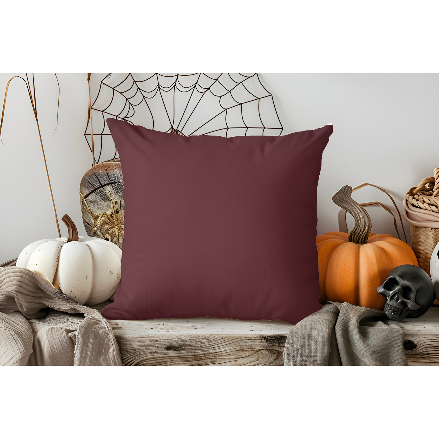 Deep Burgundy Throw Pillow Cover – Elegant Decorative Accent for Living Room, Sofa, or Bedroom