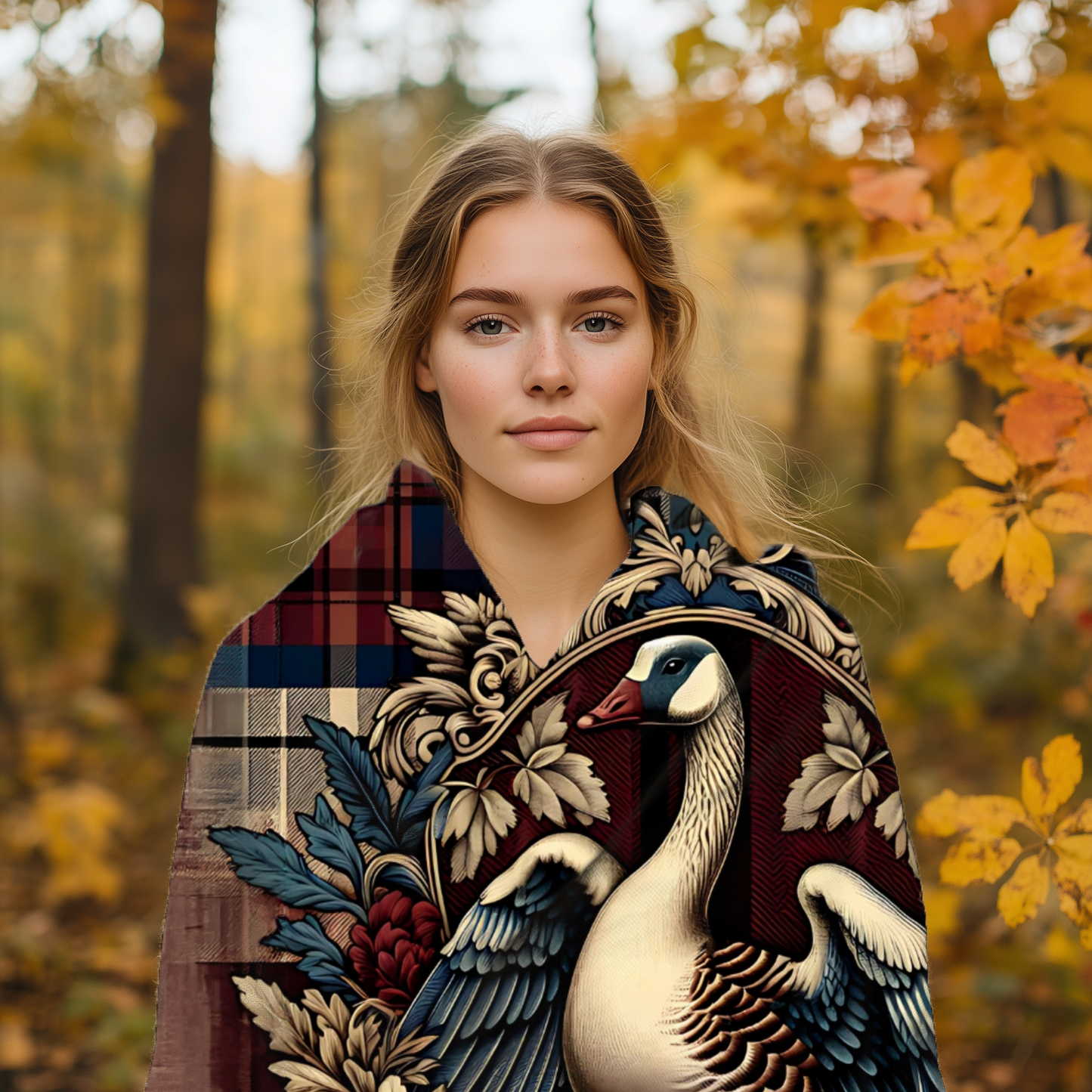 Home is Where the Honk Is Blanket – Rustic Plaid Farmhouse Throw with Vintage Goose Design