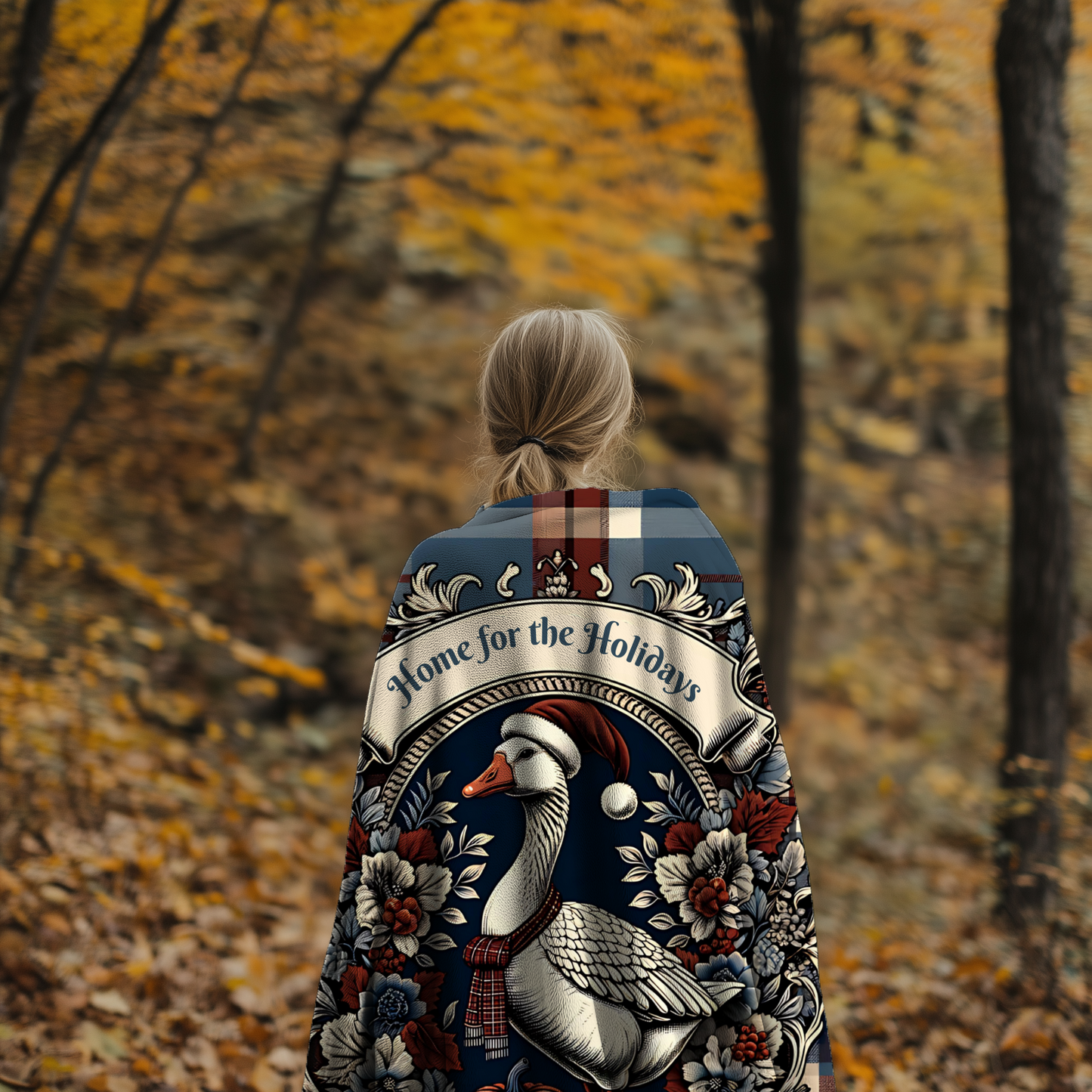 Home for the Holidays Goose Blanket - “From Our Flock to Yours” - Cozy Farmhouse Christmas Throw