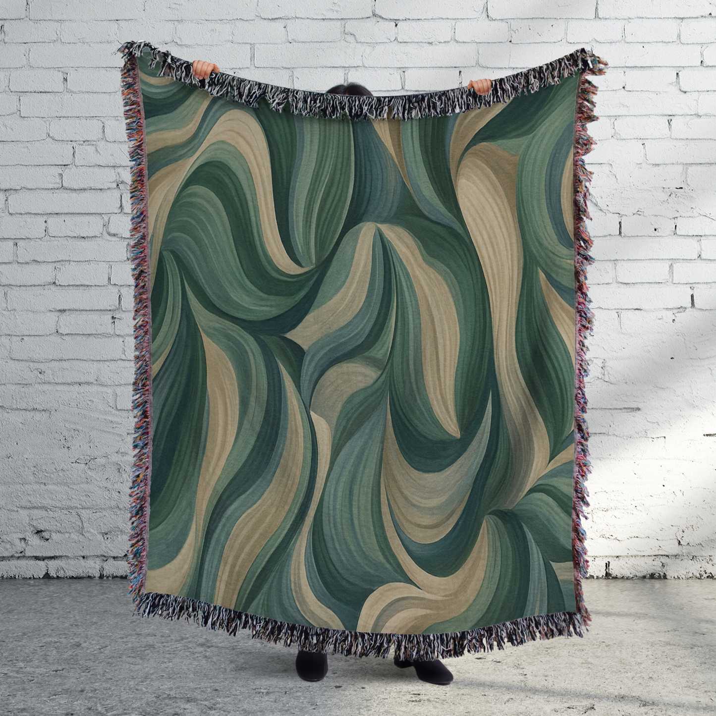 Forest Flow Woven Throw Blanket – Seaside Edition, 100% Cotton Tapestry, Coastal Earth Tones, 50 x 60 & 60x80 | Nature-Inspired Home Decor