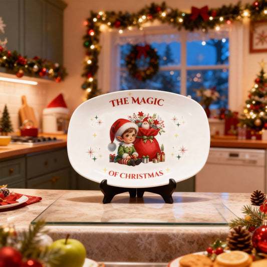 The Magic of Christmas Holiday Dinnerware Serving Platter for Decor or Gift