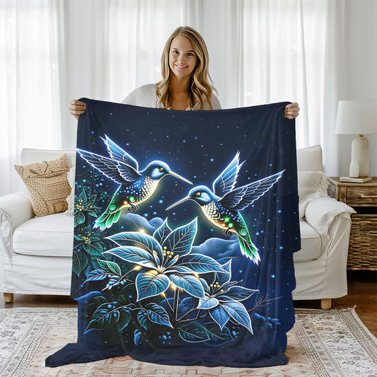 Moonlight Hummingbirds Blanket – Celestial Comfort | Moonlight Luxe Series