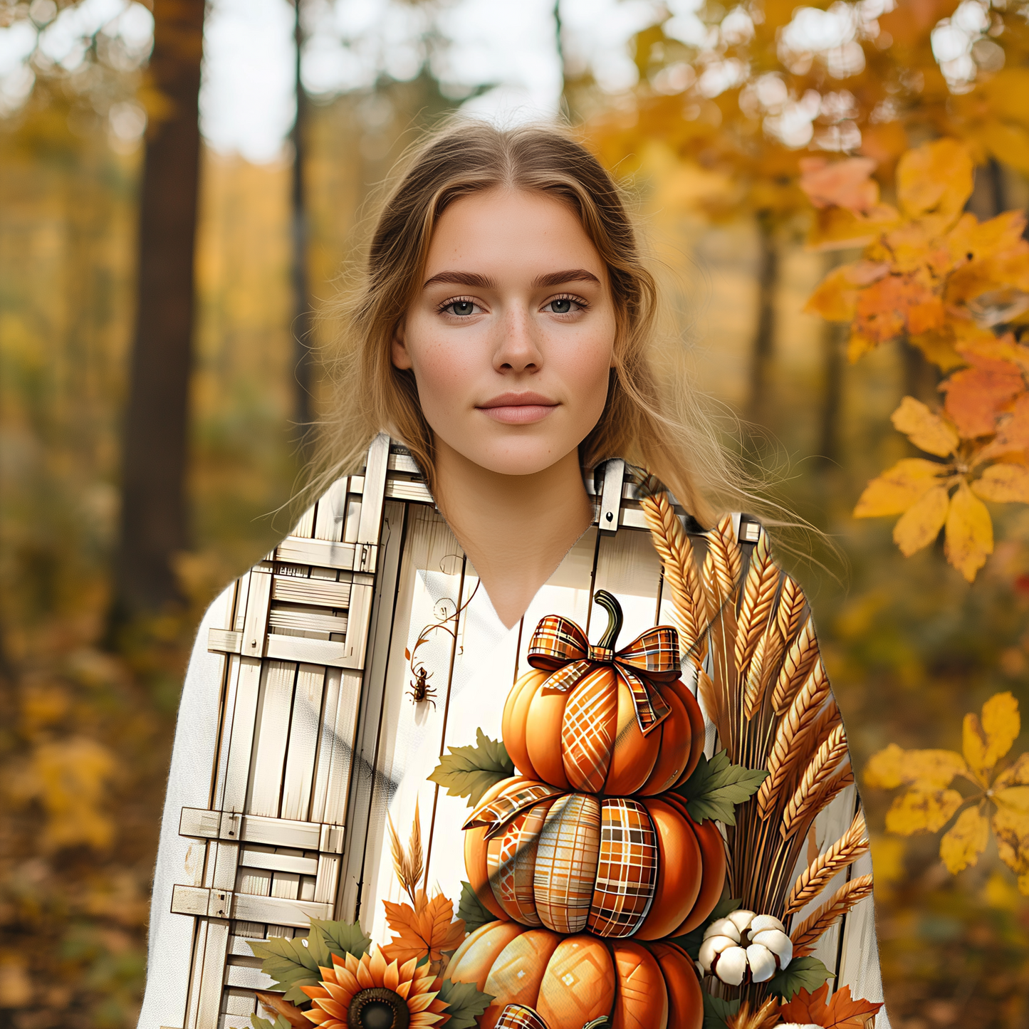 Farmhouse Fall Pumpkin & Sunflower Blanket - Cozy Velveteen Throw (50x60 or 60x80)