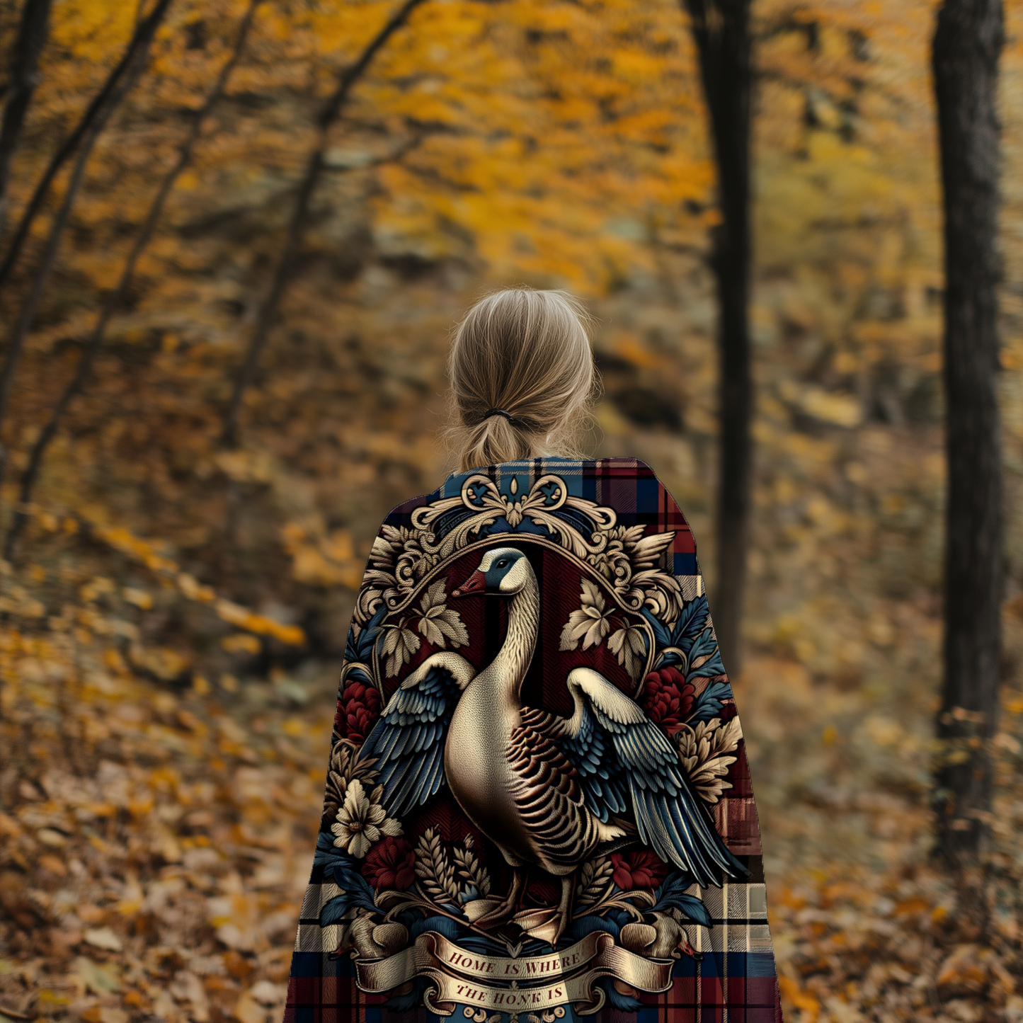 Home is Where the Honk Is Blanket – Rustic Plaid Farmhouse Throw with Vintage Goose Design