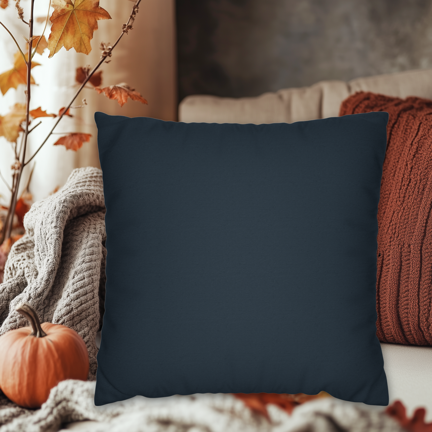 Deep Charcoal Navy Throw Pillow Cover – Elegant Decorative Accent for Living Room, Sofa, or Bedroom