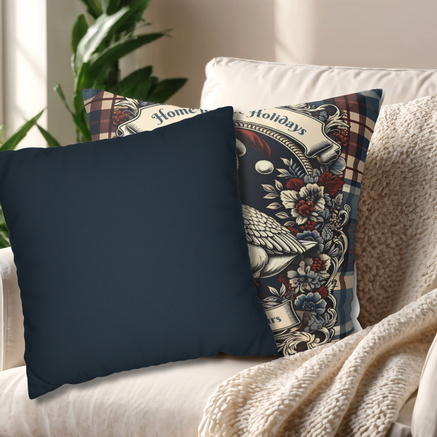 Deep Charcoal Navy Throw Pillow Cover – Elegant Decorative Accent for Living Room, Sofa, or Bedroom