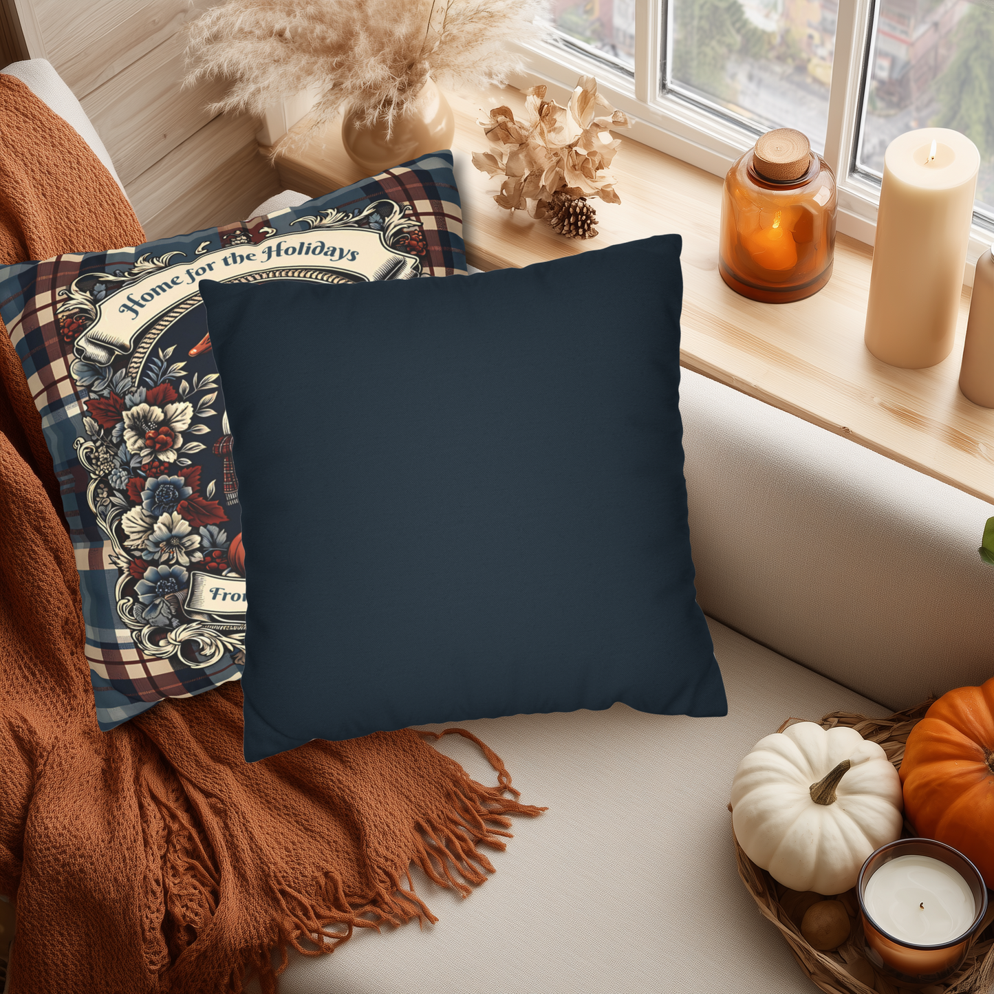 Deep Charcoal Navy Throw Pillow Cover – Elegant Decorative Accent for Living Room, Sofa, or Bedroom