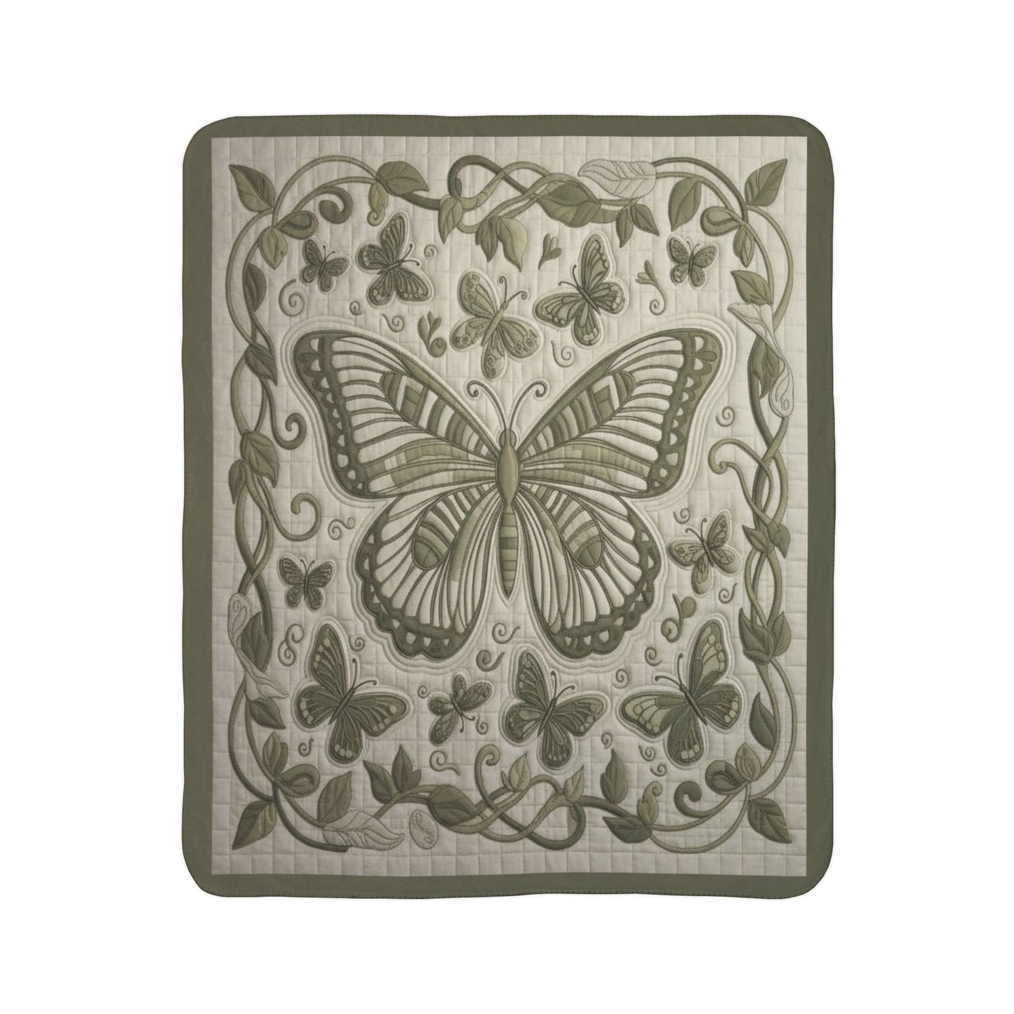 Butterfly Garden Fleece Sherpa Blanket – Cozy Nature-Inspired Throw