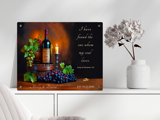 Personalized Acrylic Wall Art Panel — Christian Wedding or Anniversary Gift with Scripture & Optional Names