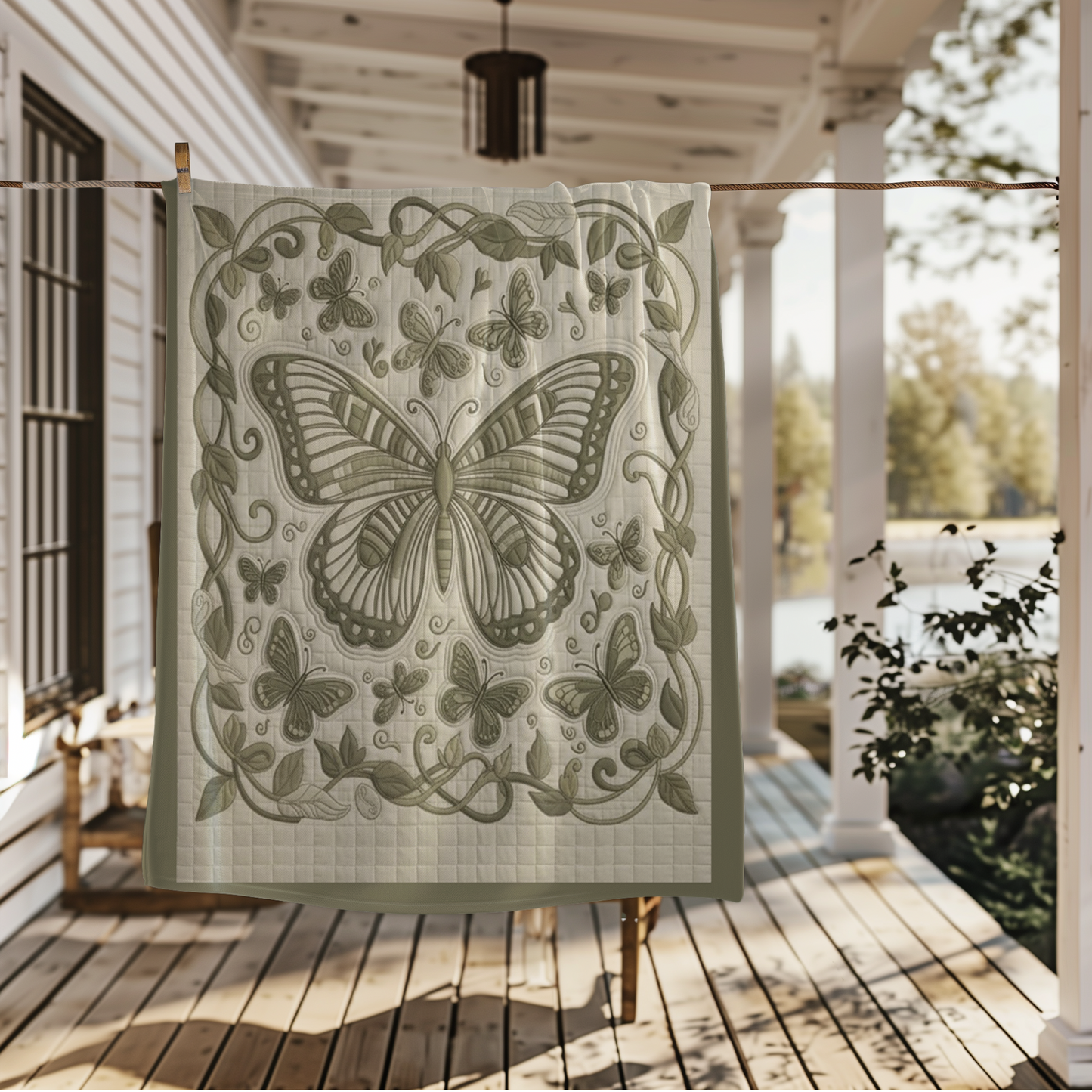 Butterfly Garden Fleece Sherpa Blanket – Cozy Nature-Inspired Throw