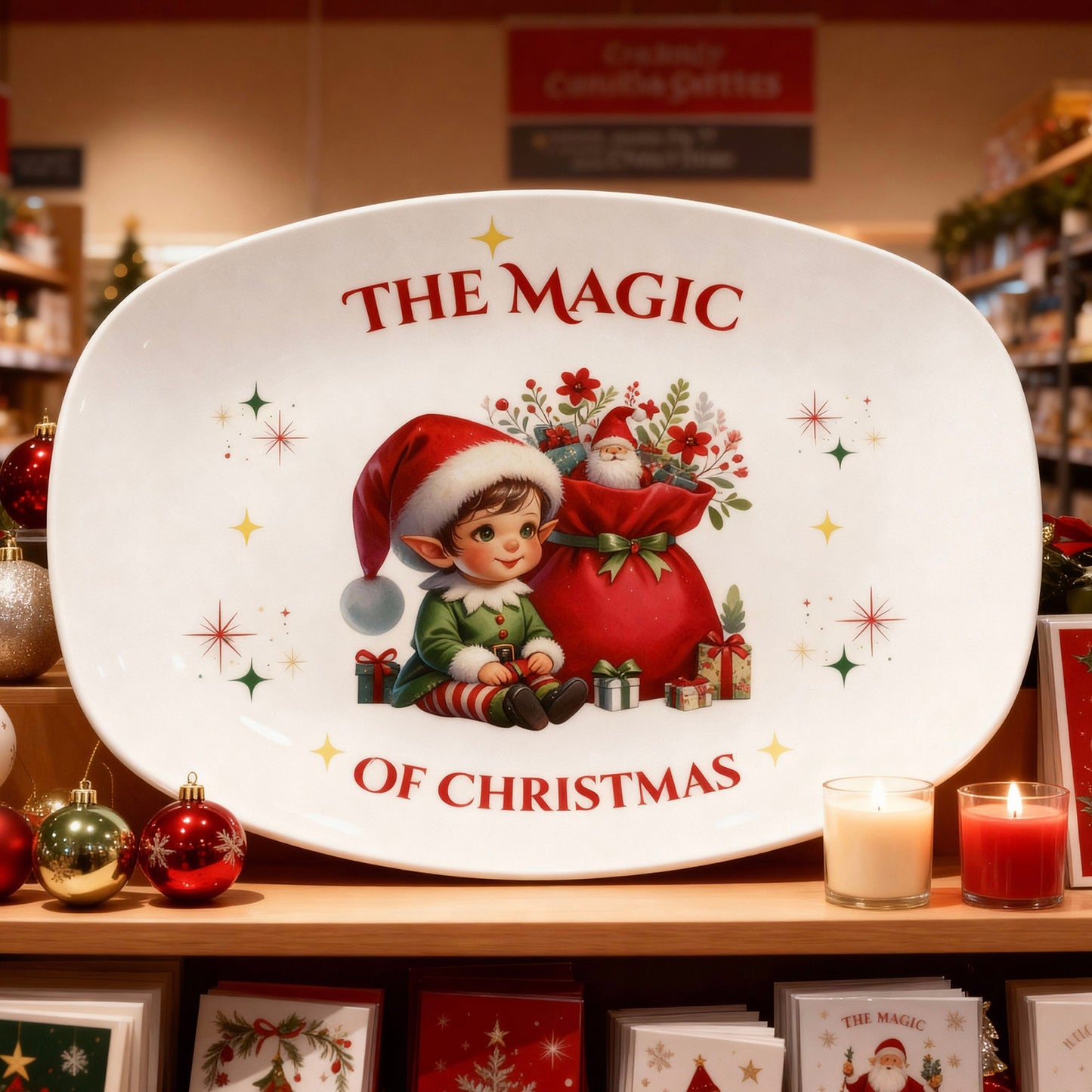 The Magic of Christmas Holiday Dinnerware Serving Platter for Decor or Gift