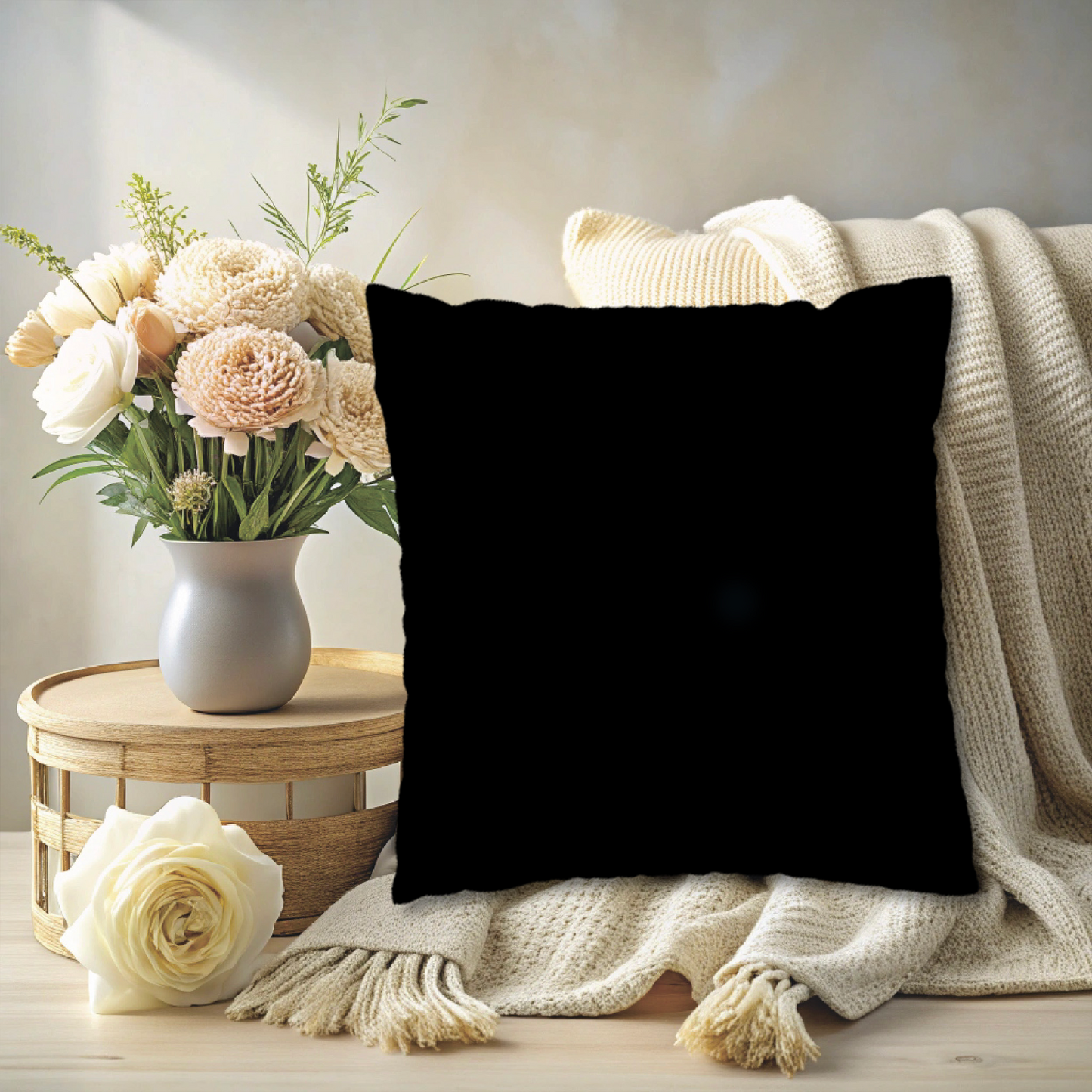 Deep Charcoal Navy Throw Pillow Cover – Elegant Decorative Accent for Living Room, Sofa, or Bedroom
