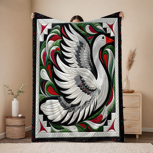 Heirloom Goose Quilt-Inspired Blanket - Elegant Holiday Throw in 50x60