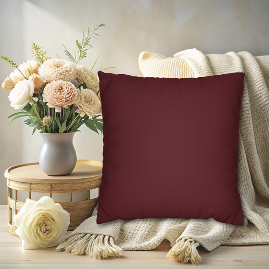 Deep Burgundy Throw Pillow Cover – Elegant Decorative Accent for Living Room, Sofa, or Bedroom