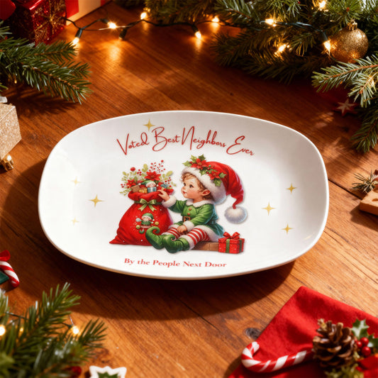 Voted Best Neighbors Ever • Christmas Platter Gift for Neighbors