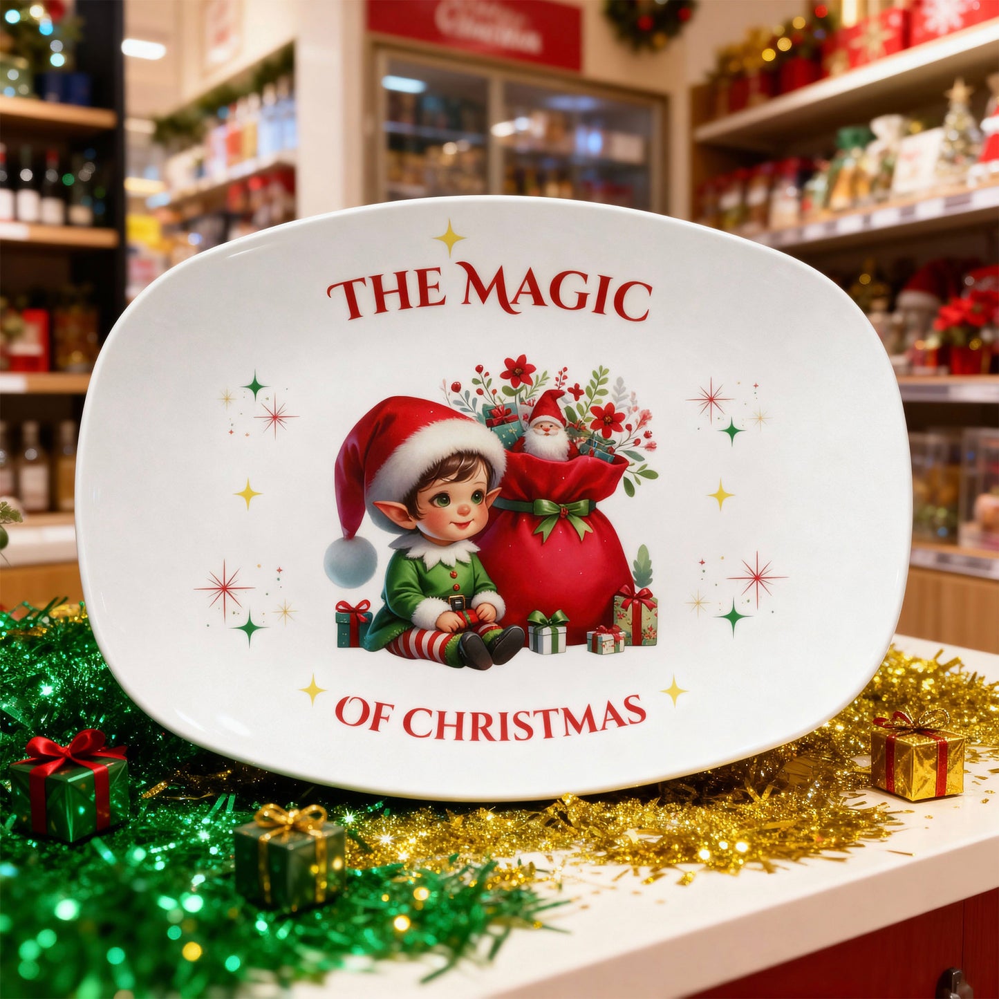 The Magic of Christmas Holiday Dinnerware Serving Platter for Decor or Gift