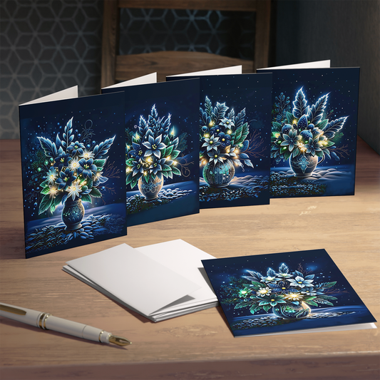 Moonlight Floral Greeting Cards – Printable Card Set for Home or Pro Printing – 5 Digital Designs