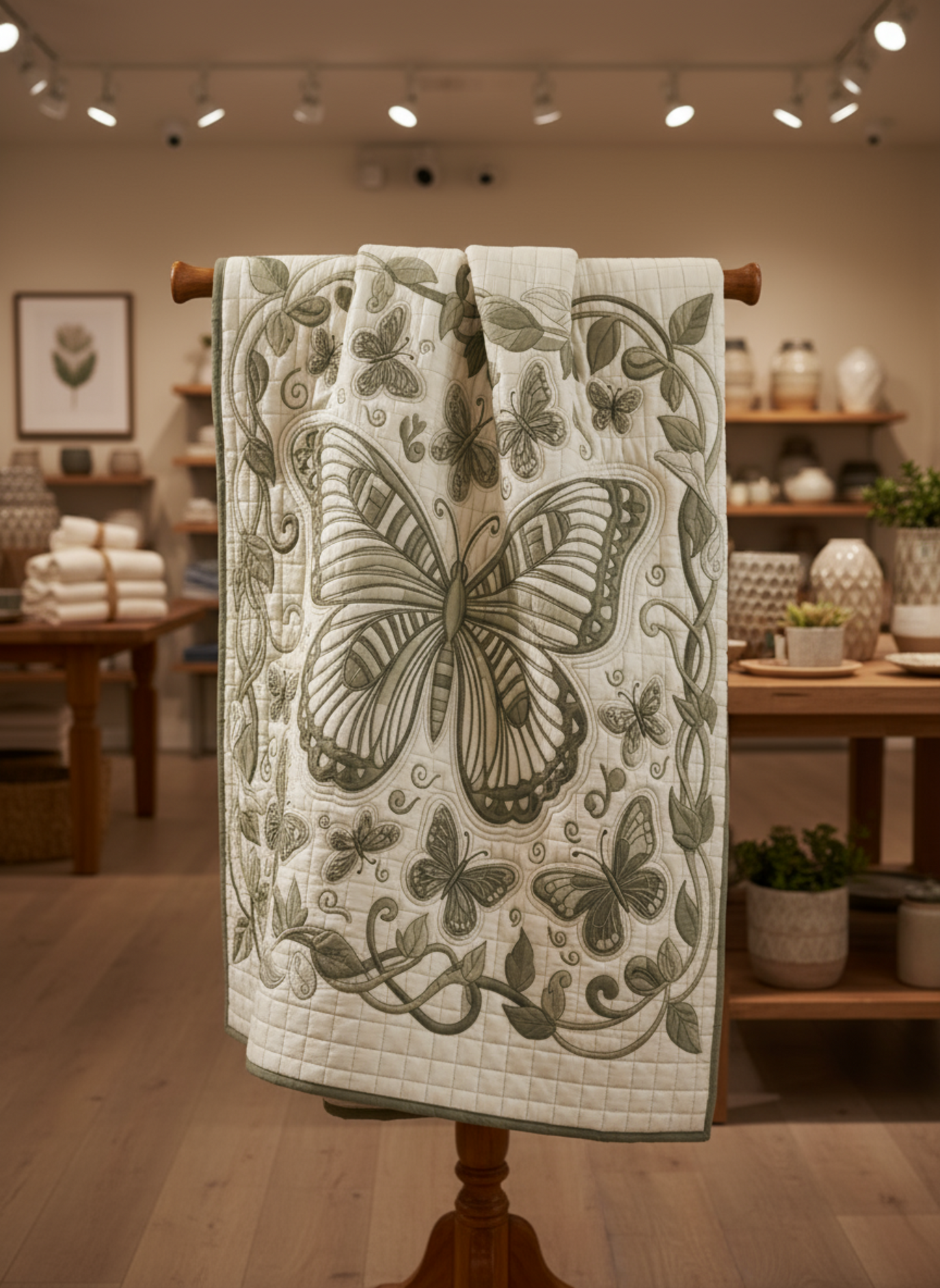 Butterfly Garden Fleece Sherpa Blanket – Cozy Nature-Inspired Throw