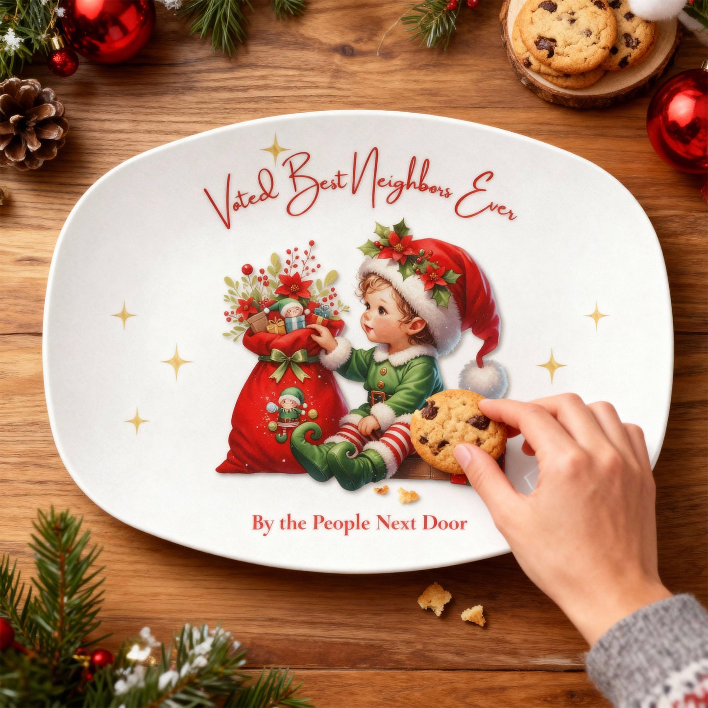 Voted Best Neighbors Ever • Christmas Platter Gift for Neighbors