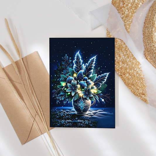 Moonlight Floral Greeting Cards – Printable Card Set for Home or Pro Printing – 5 Digital Designs