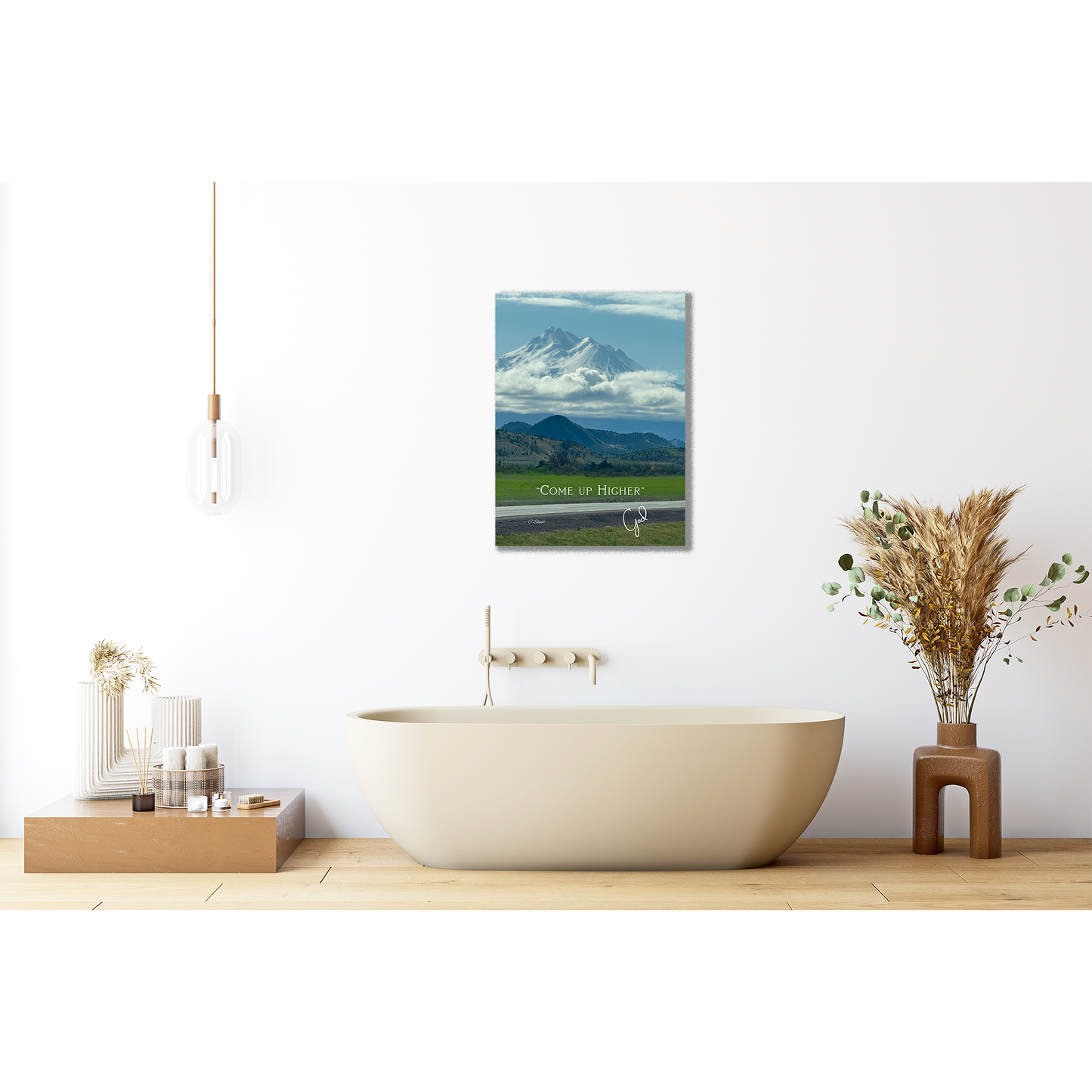 Come Up Higher Mt. Shasta Christian Canvas Wall Art – Inspirational Nature Photography Print