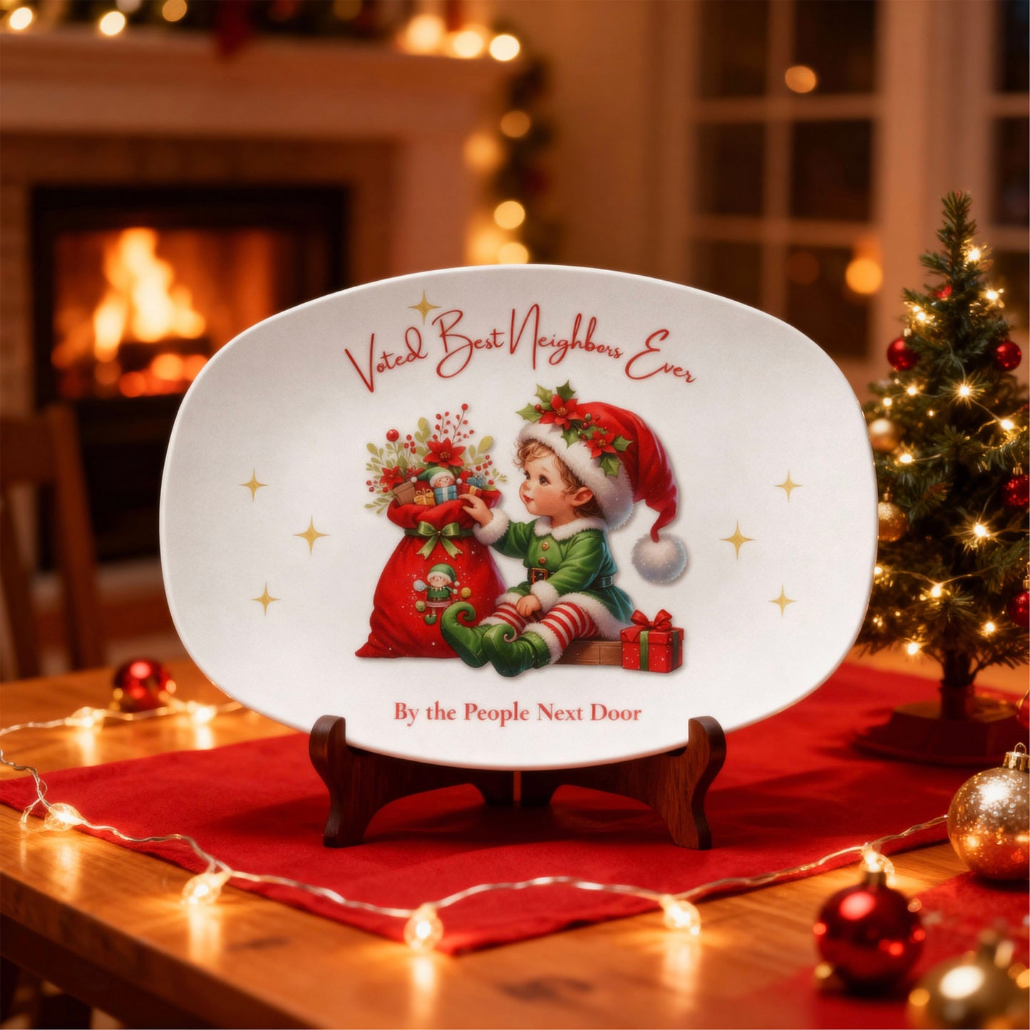 Voted Best Neighbors Ever • Christmas Platter Gift for Neighbors