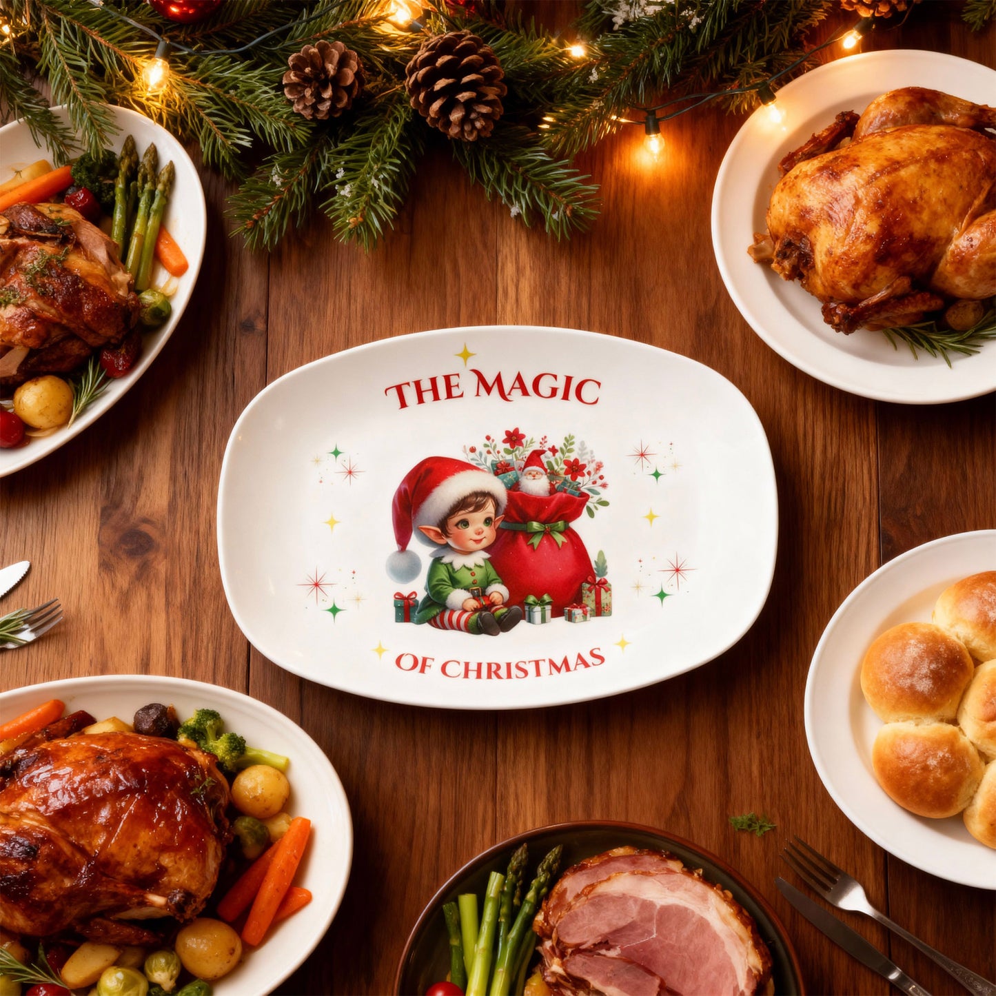The Magic of Christmas Holiday Dinnerware Serving Platter for Decor or Gift