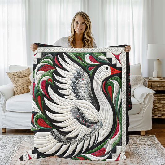 Heirloom Goose Quilt-Inspired Blanket - Elegant Holiday Throw in 50x60