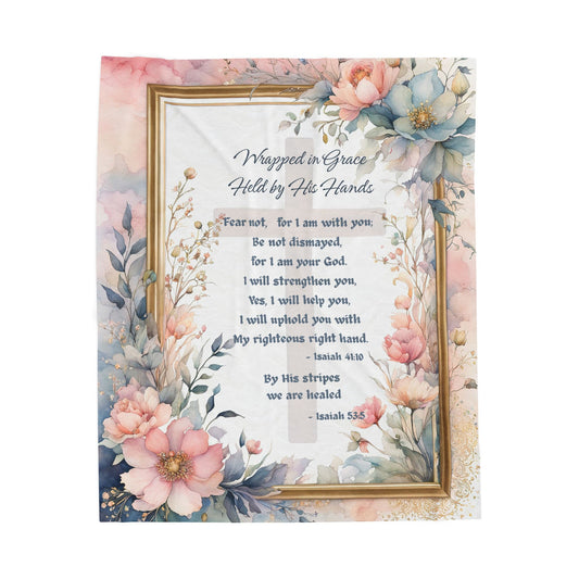 Elegant Isaiah 41:10 Prayer Blanket – Wrapped in Grace, Christian Comfort Gift