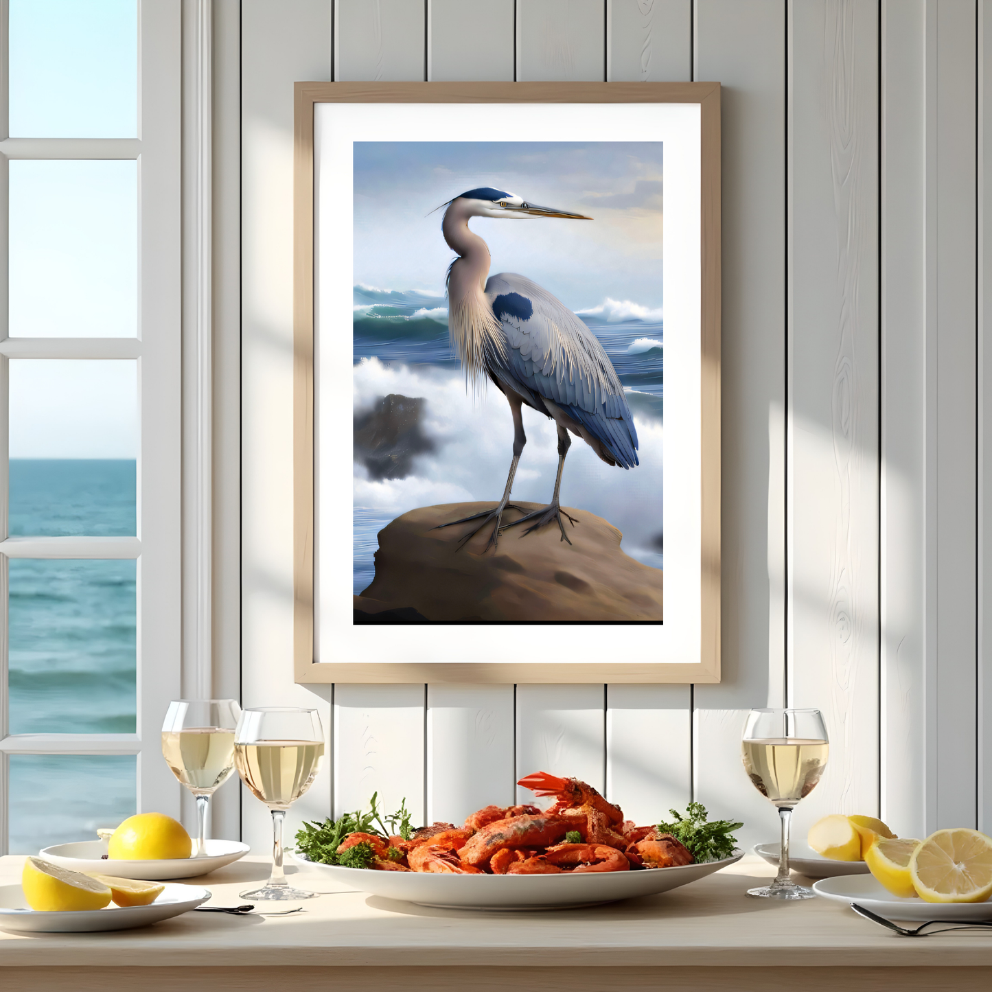 Blue Heron 2 Coastal Wall Art – Printable Ocean Decor