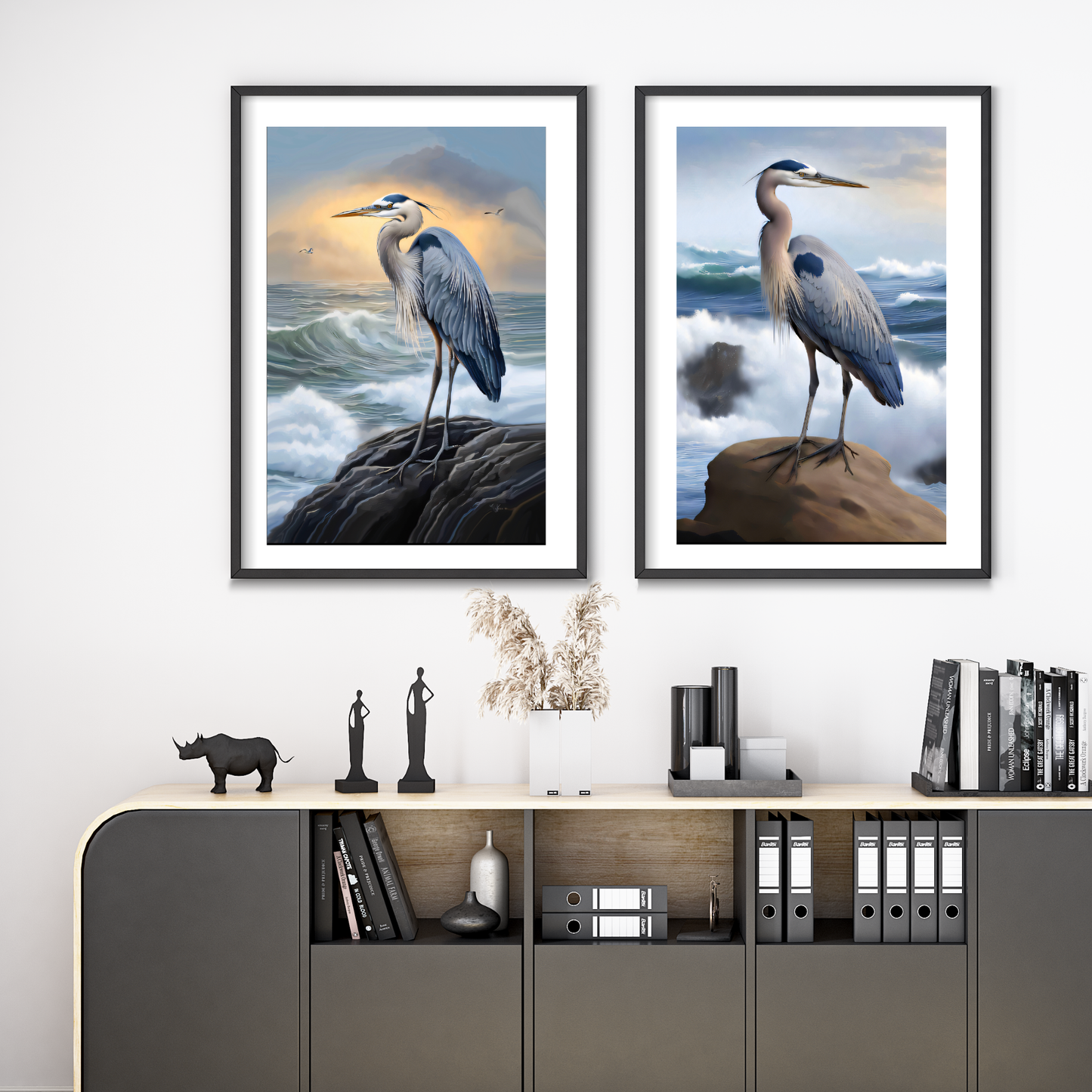 Blue Heron 2 Coastal Wall Art – Printable Ocean Decor