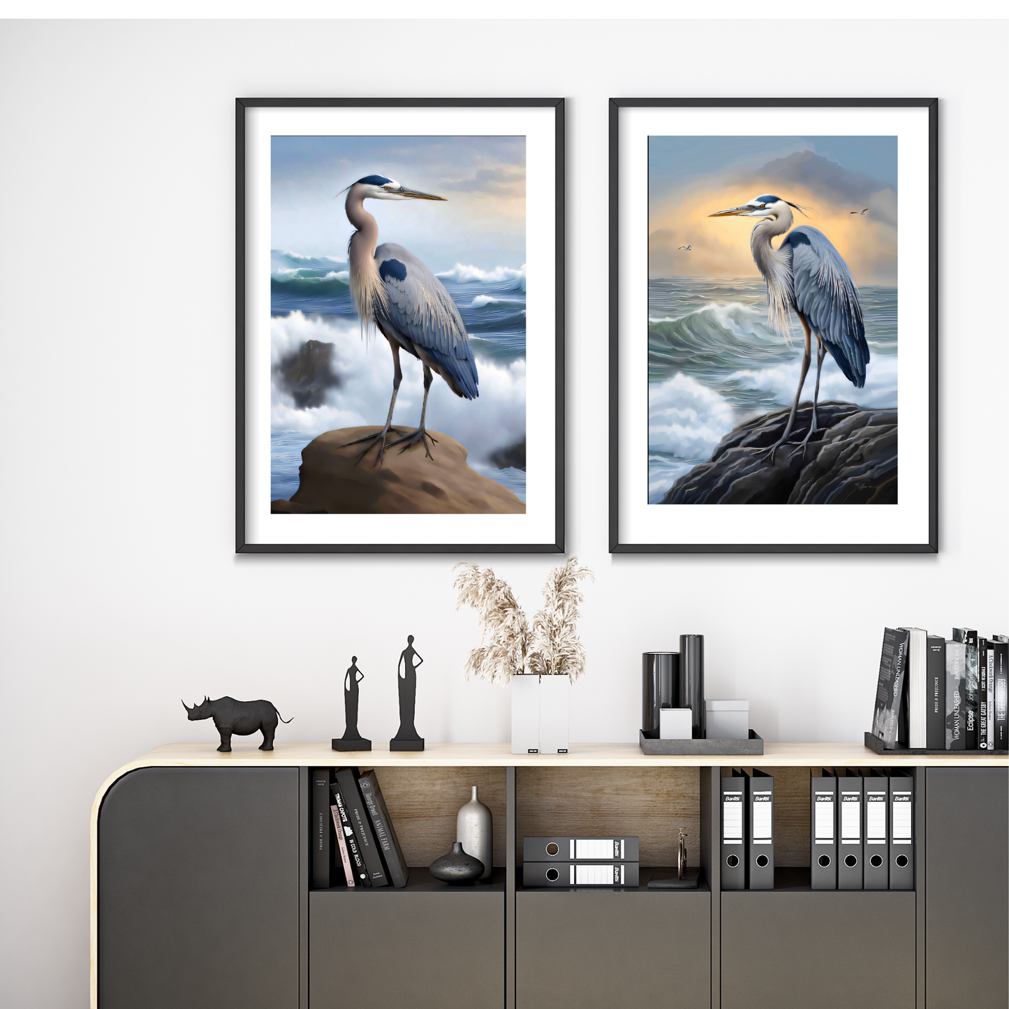 Blue Heron 2 Coastal Wall Art – Printable Ocean Decor