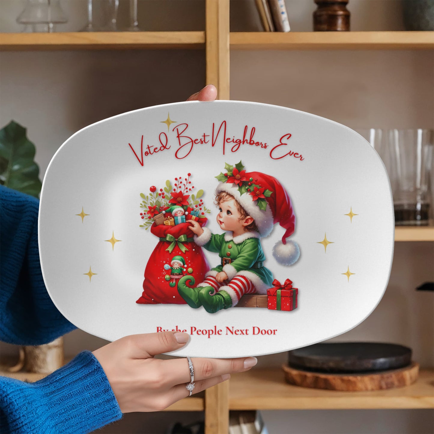 Voted Best Neighbors Ever • Christmas Platter Gift for Neighbors