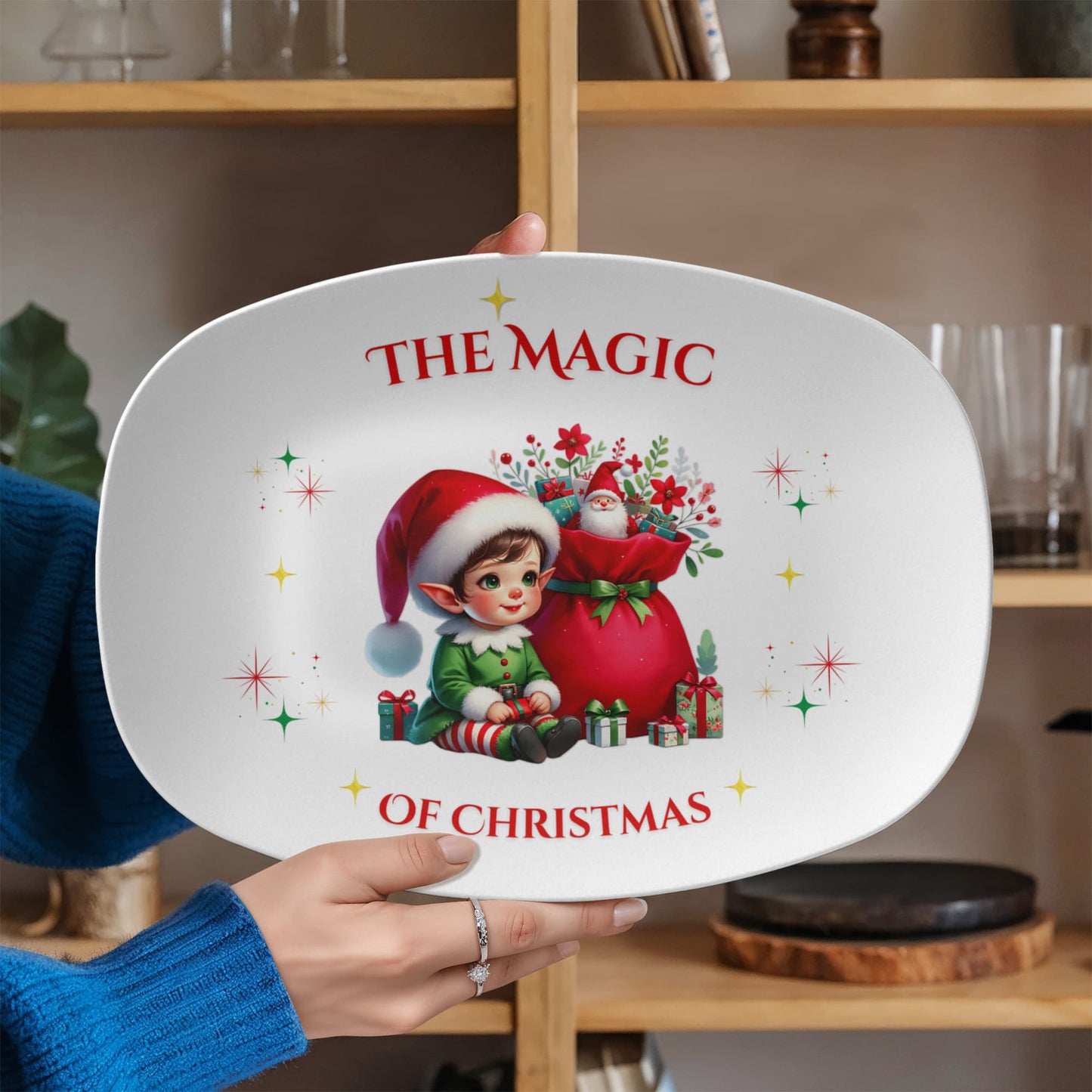 The Magic of Christmas Holiday Dinnerware Serving Platter for Decor or Gift