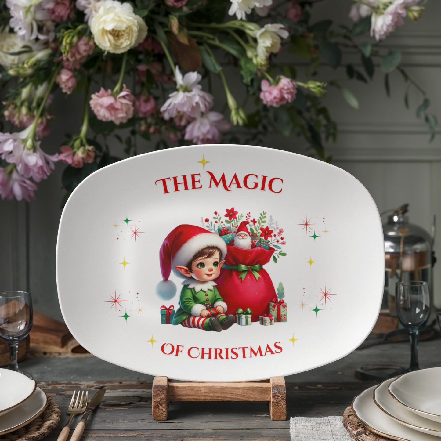 The Magic of Christmas Holiday Dinnerware Serving Platter for Decor or Gift