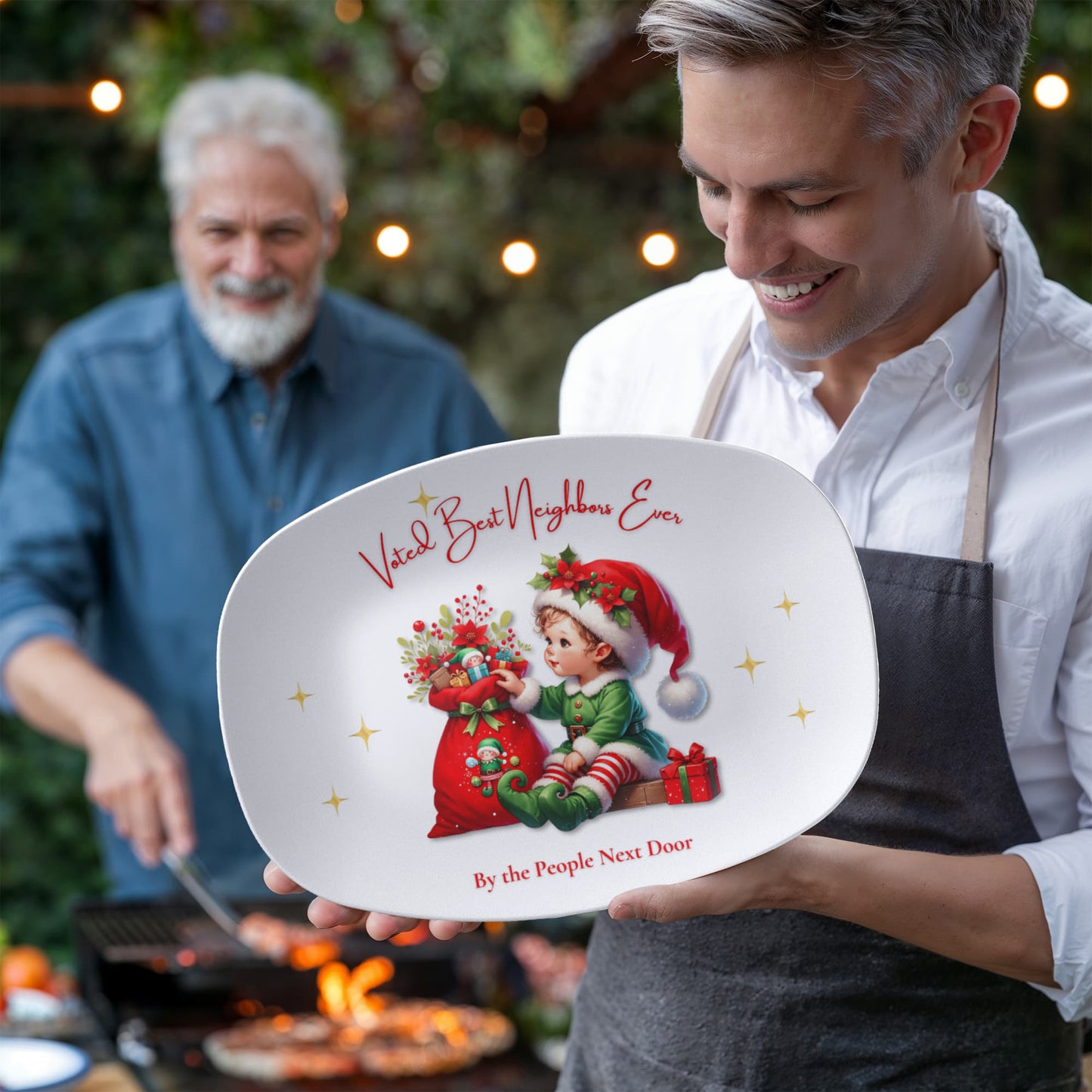 Voted Best Neighbors Ever • Christmas Platter Gift for Neighbors