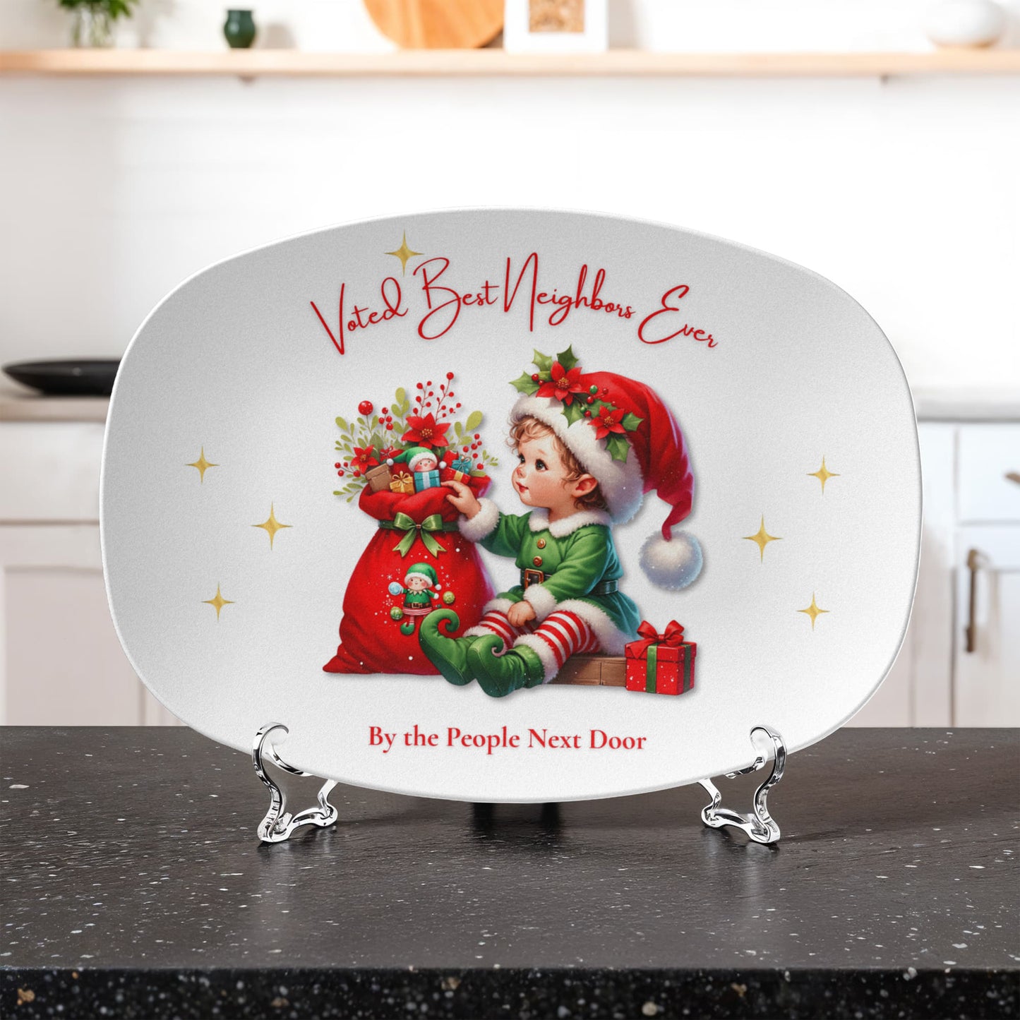 Voted Best Neighbors Ever • Christmas Platter Gift for Neighbors