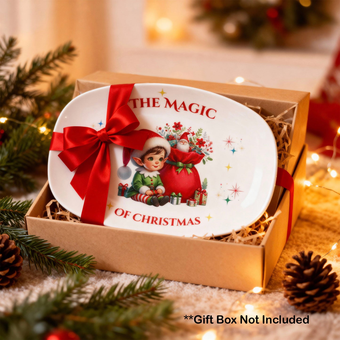The Magic of Christmas Holiday Dinnerware Serving Platter for Decor or Gift
